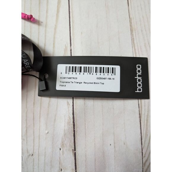 Boohoo Tropicana Tie Triangle Recycled Bikini Top NWT - Picture 4 of 5